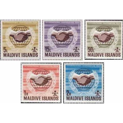5 عدد تمبر سال همکاری بین المللی - مالدیو 1965