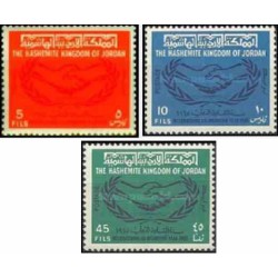 3 عدد تمبر سال همکاری بین المللی - اردن 1965