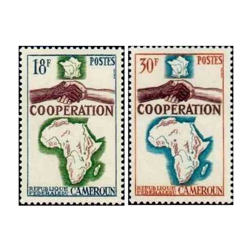 2 عدد تمبر سال همکاری بین المللی - کامرون 1964