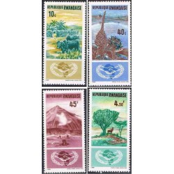 4 عدد تمبر سال همکاری بین المللی - رواندا 1965
