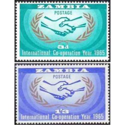 2 عدد تمبر سال همکاری بین المللی - زامبیا 1965