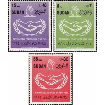 3 عدد تمبر سال همکاری بین المللی - سودان 1965