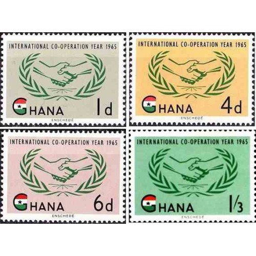 4 عدد تمبر سال همکاری بین المللی - غنا 1965