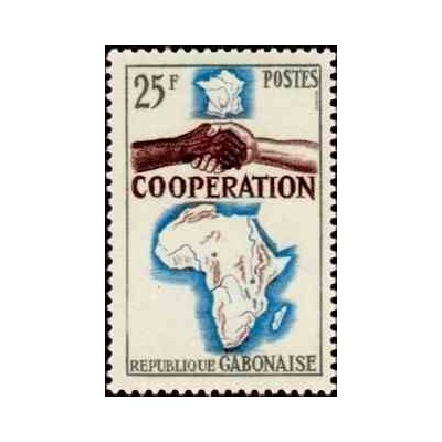 1 عدد تمبر سال همکاری بین المللی -گابن 1964