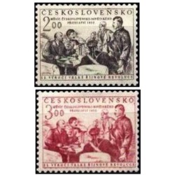 2 عدد  تمبر سی و پنجمین سالگرد انقلاب روسیه - لنین و استالین - چک اسلواکی 1952