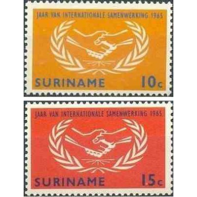 2 عدد تمبر سال همکاری بین المللی - سورینام 1965