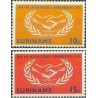2 عدد تمبر سال همکاری بین المللی - سورینام 1965