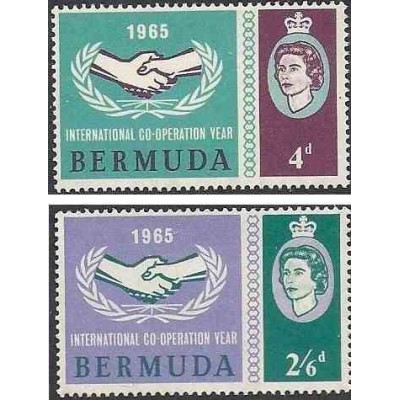 2 عدد تمبر سال همکاری بین المللی -برمودا 1965