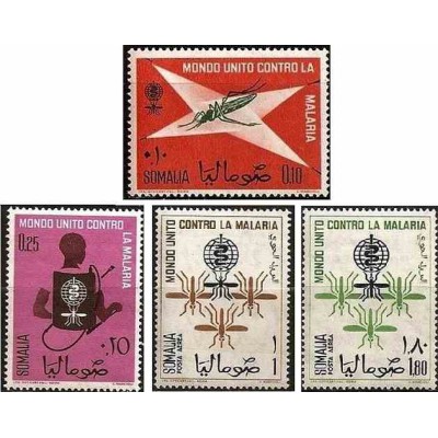 4 عدد تمبر ریشه کنی مالاریا  - سومالی 1962