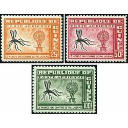 3 عدد تمبر ریشه کنی مالاریا  - جمهوری گینه 1962