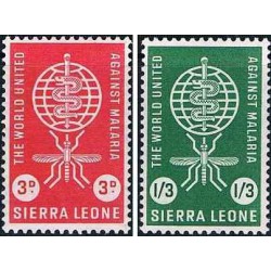 2 عدد تمبر ریشه کنی مالاریا  - سیرالئون 1962