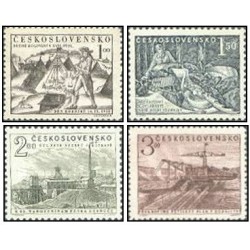 4 عدد  تمبر روز معدنچیان - چک اسلواکی 1952