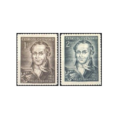 2 عدد  تمبر صدمین سالگرد مرگ سلاکوفسکی، شاعر - چک اسلواکی 1952