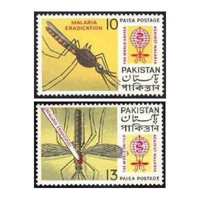 2 عدد تمبر ریشه کنی مالاریا  - پاکستان 1962