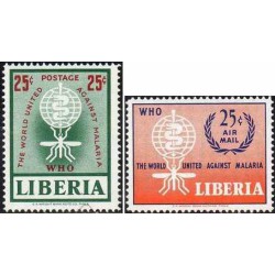 2 عدد تمبر ریشه کنی مالاریا - لیبریا 1962