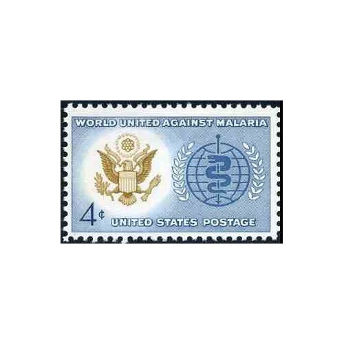 1 عدد تمبر ریشه کنی مالاریا -  آمریکا 1962