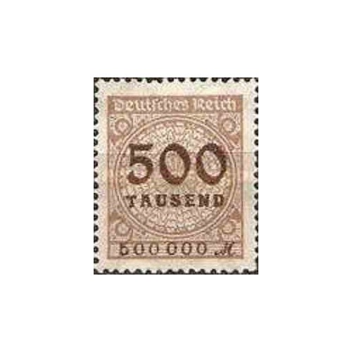 1 عدد تمبر سری پستی -سورشارژ  500 هزار مارک - رایش آلمان 1923 با شارنیه