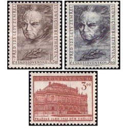 3 عدد  تمبر جشنواره بین المللی موسیقی پراگ - چک اسلواکی 1952