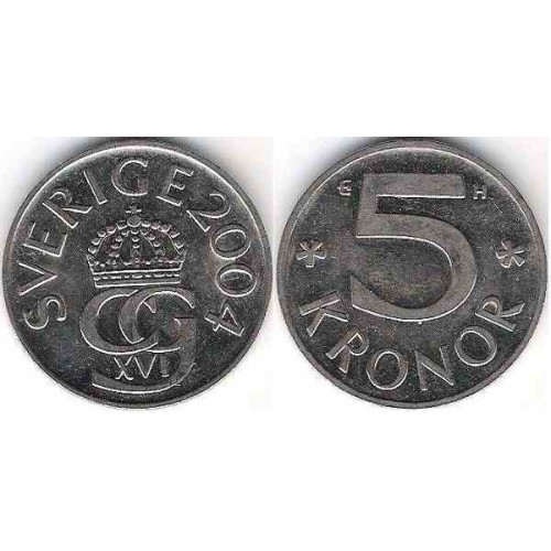 سکه 5 کرون - نیکل مس - سوئد 2004 غیر بانکی سکه 5 کرون - نیکل مس - سوئد 2004 غیر بانکی