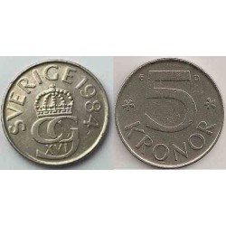 سکه 5 کرون - نیکل مس - سوئد 1984 غیر بانکی