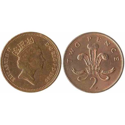 سکه 2 پنس - برنز - انگلیس 1989 غیر بانکی
