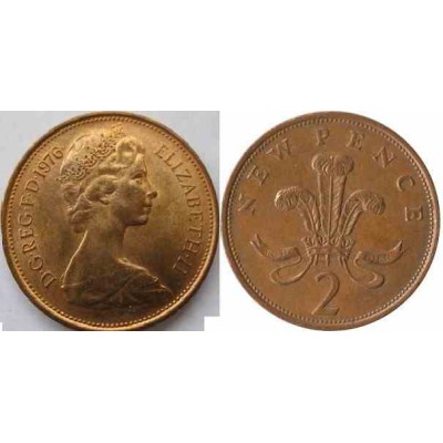 سکه 2 پنس - برنز - انگلیس 1977 غیر بانکی