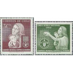2 عدد تمبر نجات از گرسنگی  - شیلی 1963