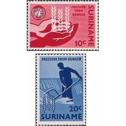 2 عدد تمبر نجات از گرسنگی  - سورینام 1963