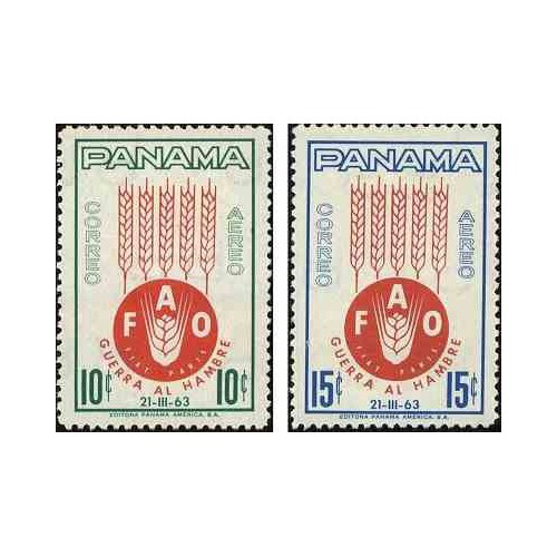 2 عدد تمبر نجات از گرسنگی - پست هوائی - پاناما 1963