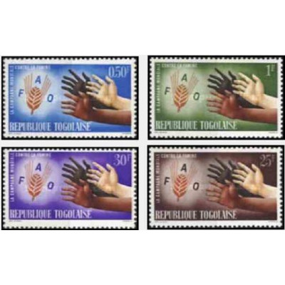 4 عدد تمبر نجات از گرسنگی - توگو 1963