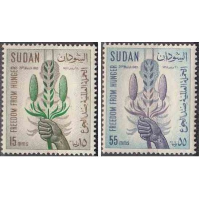 2 عدد تمبر نجات از گرسنگی - سودان 1963