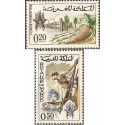 2 عدد تمبر نجات از گرسنگی - مغرب 1963