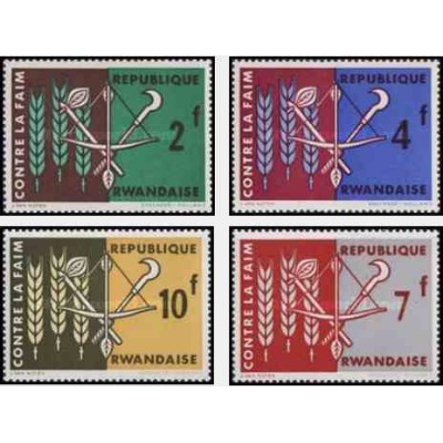 4 عدد تمبر نجات از گرسنگی - رواندا 1963
