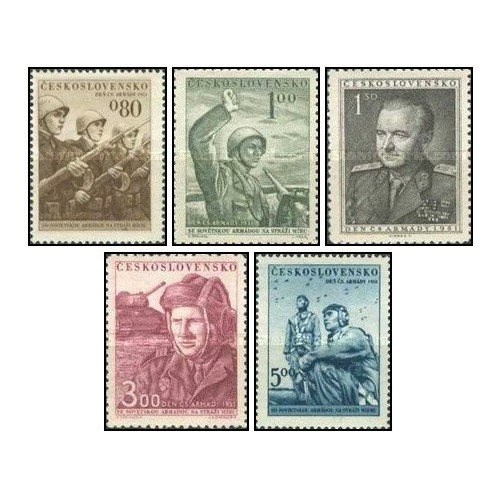 5 عدد تمبر روز ارتش - کتیبه DEN CS ARMADY 1951 - چک اسلواکی 1951 قیمت 4.6 دلار 5 عدد تمبر روز ارتش - کتیبه DEN CS ARMADY 1951 - چک اسلواکی 1951 قیمت 4.6 دلار