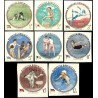8 عدد تمبر بازیهای المپیک ملبورن - تصویر جهان پهلوان تختی  و پرچم ایران - بیدندانه - جمهوری دومنیکن 1960