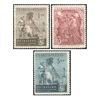 3 عدد  تمبر روز معدنچیان - چک اسلواکی 1951