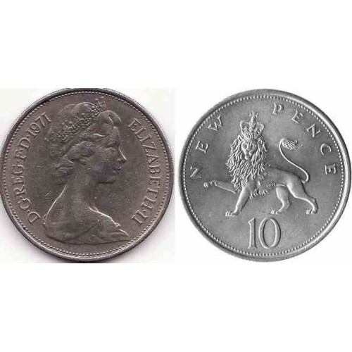 سکه 10 پنس - نیکل مس - انگلیس 1971 غیر بانکی سکه 10 پنس - نیکل مس - انگلیس 1971 غیر بانکی