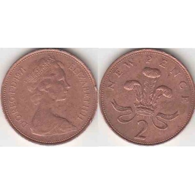 سکه 2 پنس - برنز - انگلیس 1971 غیر بانکی