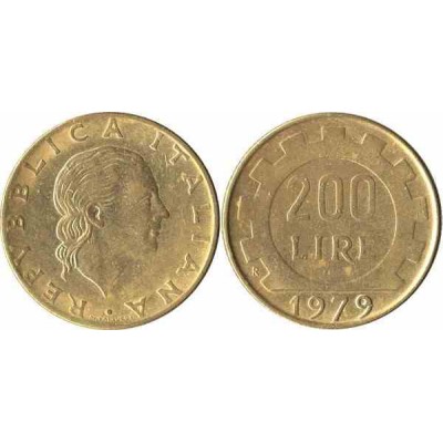 سکه 200 لیر - مس نیکل آلومنیوم- ایتالیا 1979غیر بانکی