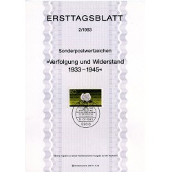 برگه اولین روز انتشار تمبر جفا و مقاومت - جمهوری فدرال آلمان 1983