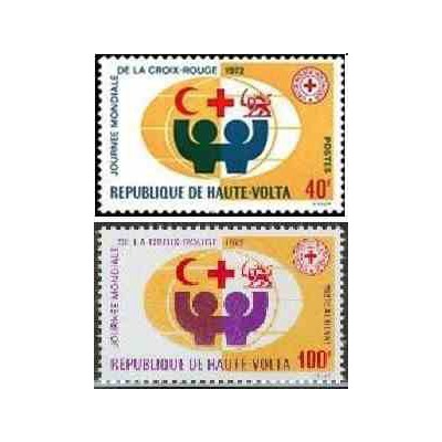 2 عدد تمبر  صلیب سرخ - شیر و خورشید - ولتای علیا 1972