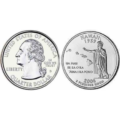 سکه کوارتر - ایالت هاوایی - آمریکا 2008 غیر بانکی