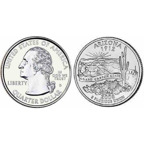 سکه کوارتر - ایالت آریزونا - آمریکا 2008 غیر بانکی
