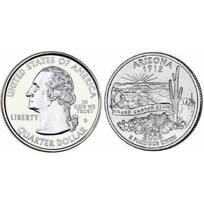 سکه کوارتر - ایالت آریزونا - آمریکا 2008 غیر بانکی