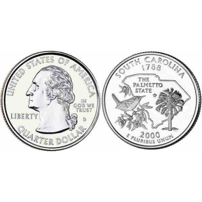 سکه کوارتر - ایالت کارولینای جنوبی - آمریکا 2000 غیر بانکی