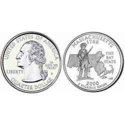 سکه کوارتر - ایالت ماساچوست - آمریکا 2000 غیر بانکی