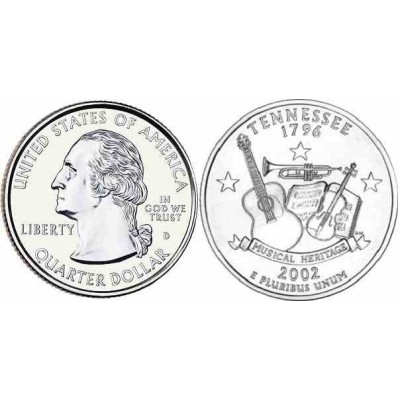 سکه کوارتر - ایالت تنسی - آمریکا 2002 غیر بانکی