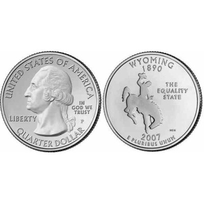 سکه کوارتر - ایالت وایومینگ - آمریکا 2007 غیر بانکی