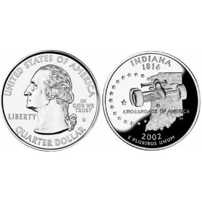 سکه کوارتر - ایالت ایندیانا - آمریکا 2002 غیر بانکی