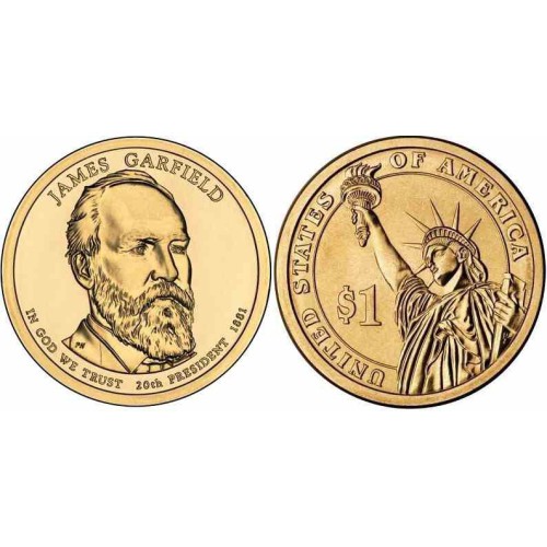 سکه 1 دلار یادبود جیمز گارفیلد -بیستمین رئیس جمهوری - آمریکا 2011